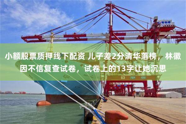 小额股票质押线下配资 儿子差2分清华落榜，林徽因不信复查试卷，试卷上的13字让她沉思