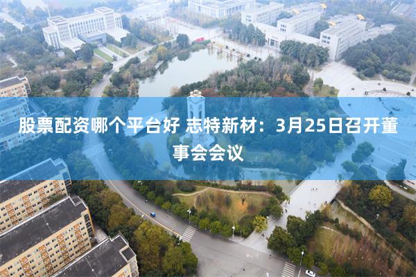 股票配资哪个平台好 志特新材：3月25日召开董事会会议
