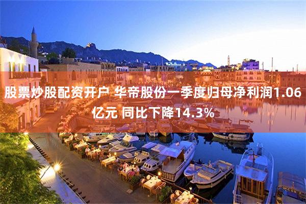 股票炒股配资开户 华帝股份一季度归母净利润1.06亿元 同比下降14.3%