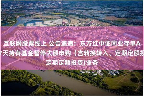 互联网股票线上 公告速递：东方红中证同业存单AAA指数7天持有基金暂停大额申购（含转换转入、定期定额投资)业务