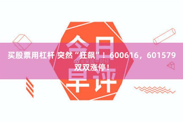 买股票用杠杆 突然“狂飙”！600616，601579双双涨停！