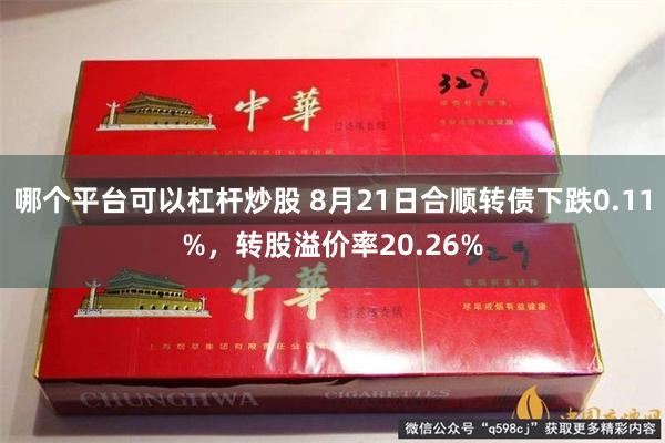 哪个平台可以杠杆炒股 8月21日合顺转债下跌0.11%，转股溢价率20.26%